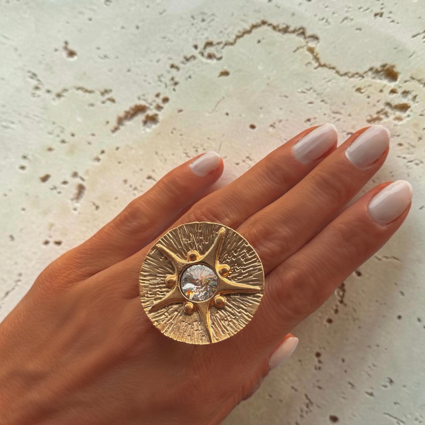 Casablanca-gold ring - gold-plated, adjustable