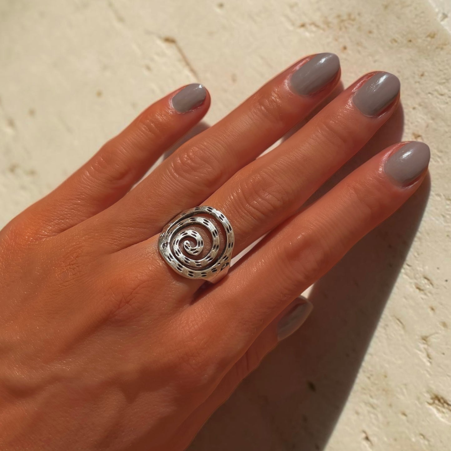 Formentera ring - silver-plated, adjustable