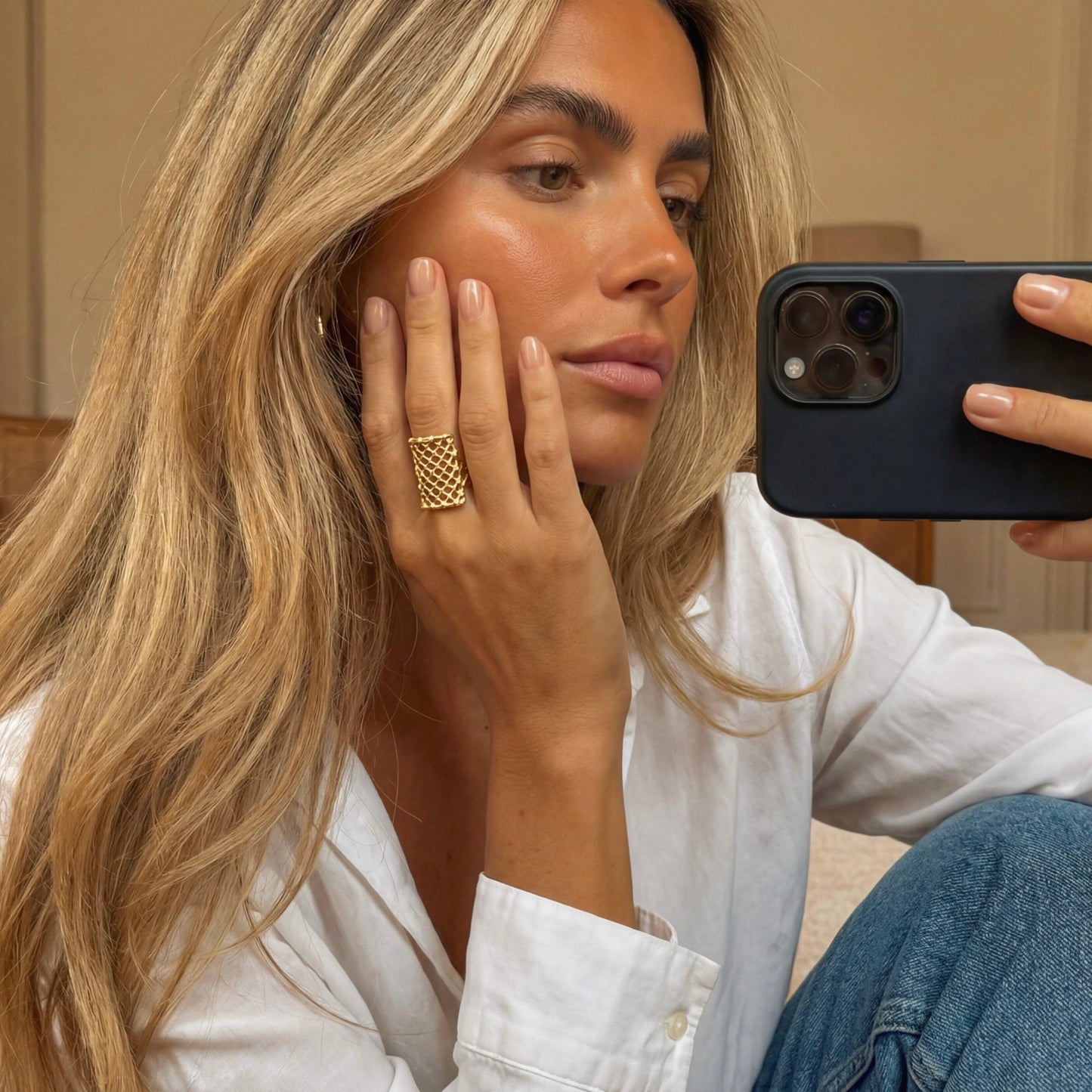 Malaga-gold ring ZAMAC jewelry - Handmade jewelry for lovers of natural, clean shapes..
